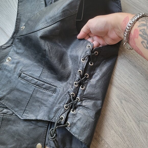 Genuine Leather Vest | Silver Bike Vest S - Picture 5 of 7